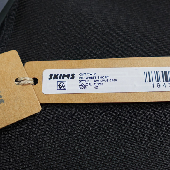 Skims Swim Shorts 4X Onyx Textured Mid-Waist Shape Tummy Control Sporty Resort - Picture 10 of 13